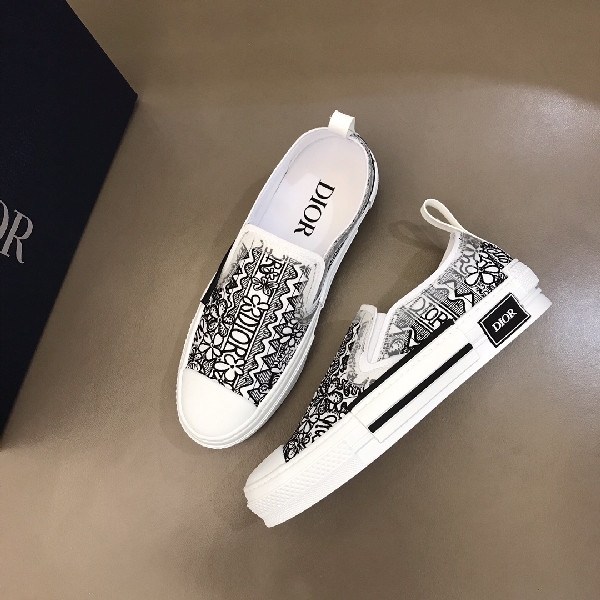 Replica Dior Sneaker B23 in White with Black Logo