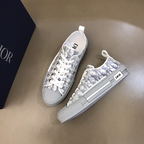 Replica Dior Sneaker B23 in Gray with Blue Logo low