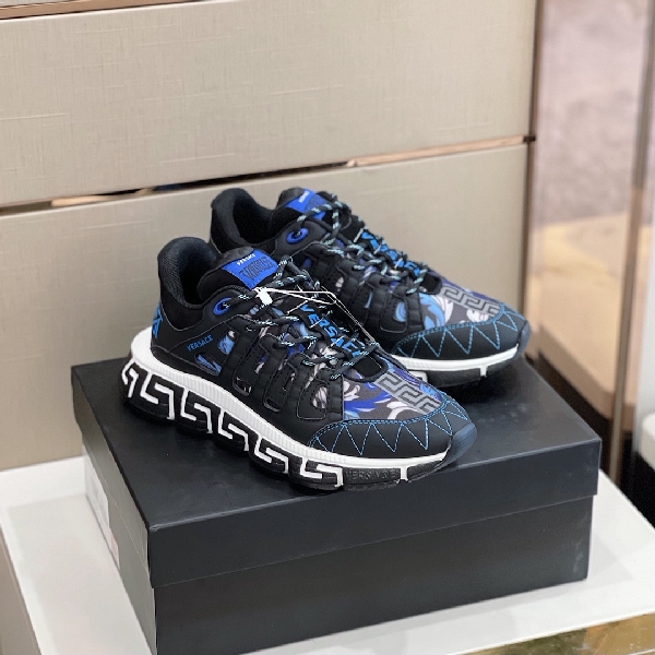 Replica Versace Sneaker Trigreca in Black with Blue