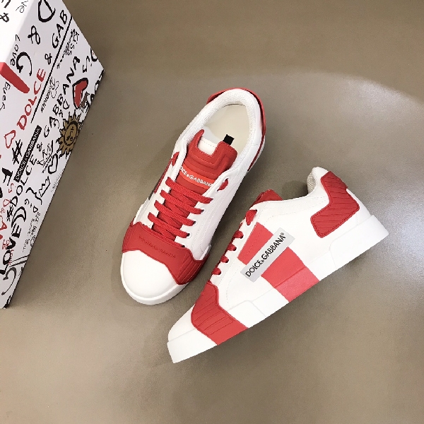 Replica DG Sneaker Portofino in White with Red Logo