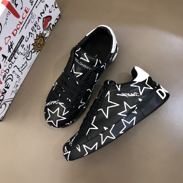 Replica DG Sneaker Portofino in Black with White stars