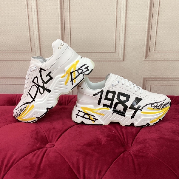 Replica DG Sneaker Hand drawn in White with Yellow and Bla