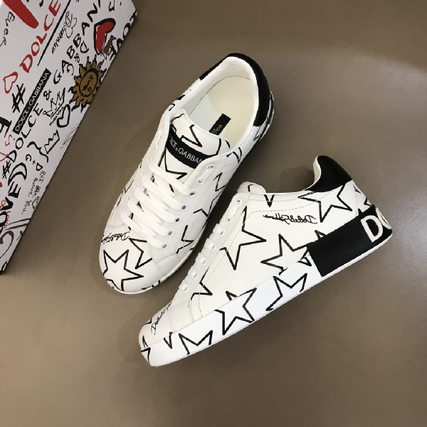 Replica DG Sneaker Portofino in White with Black stars