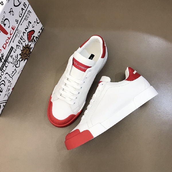 Replica DG Sneaker Portofino in White with Red sole