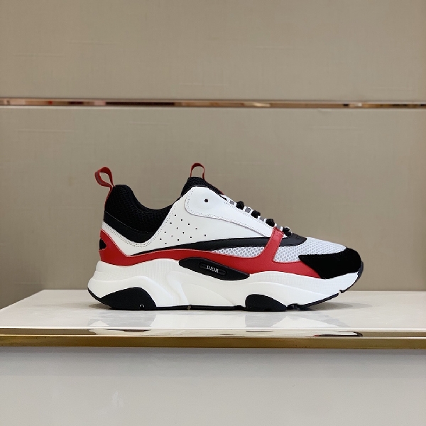 Replica Dior Sneaker B22 in White with Red