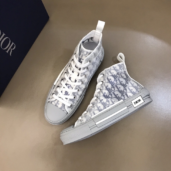 Replica Dior Sneaker B23 in Gray with Blue Logo high