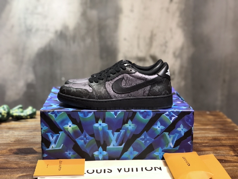 Replica LV x AJ1 Lace-up Sneakers in black