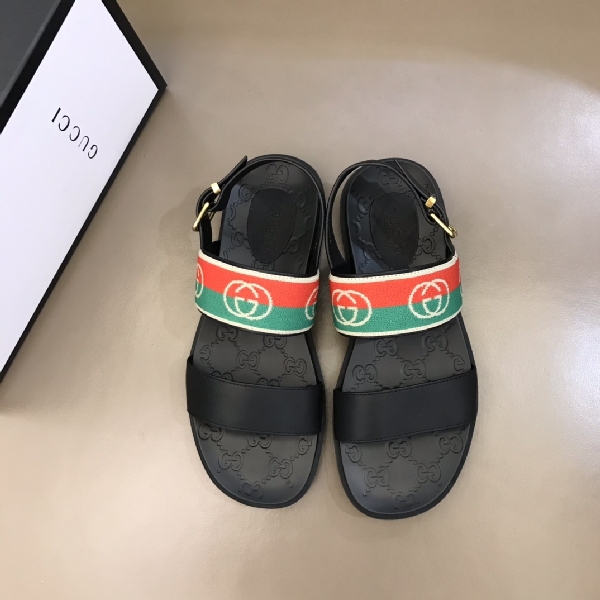 Replica Gucci Slipper in Black with Red and Green Logo