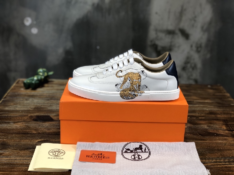 Replica Hermes Sneaker Quicker in White with Yellow