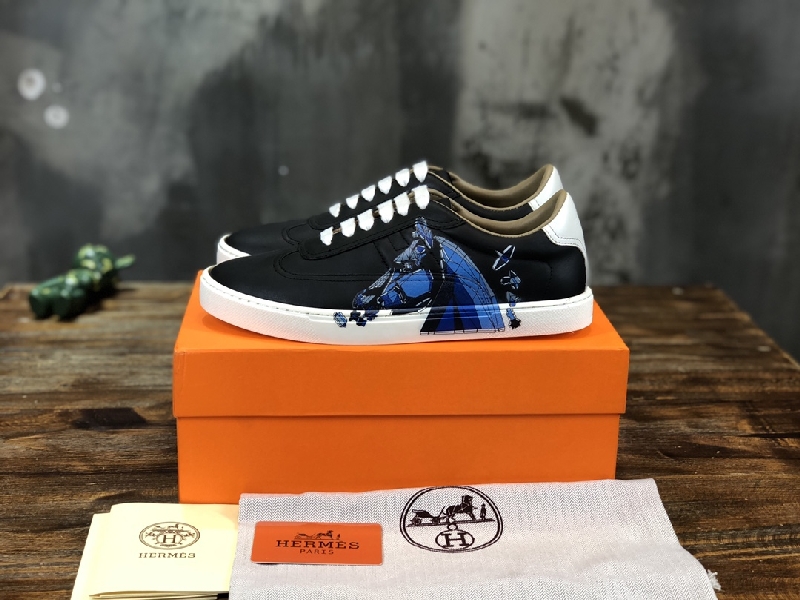 Replica Hermes Sneaker Quicker in Black with Blue