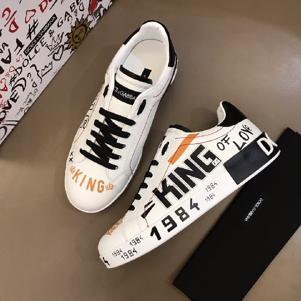 Replica DG Sneaker Portofino in White with Orange Logo