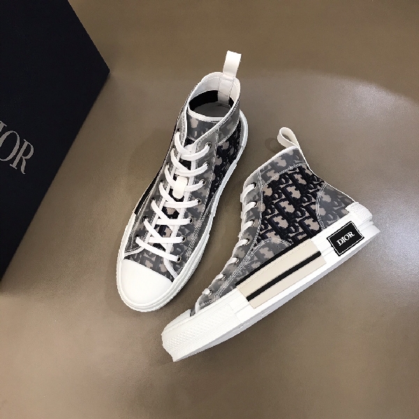 Replica Dior Sneaker B23 in White with Black Logo high