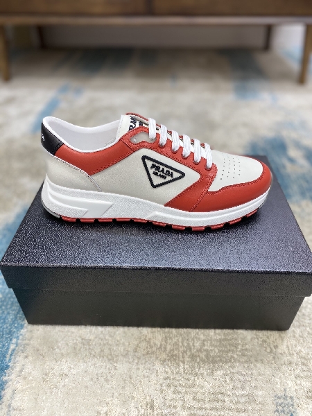 Replica Prada Leisure Sneaker in White with Red