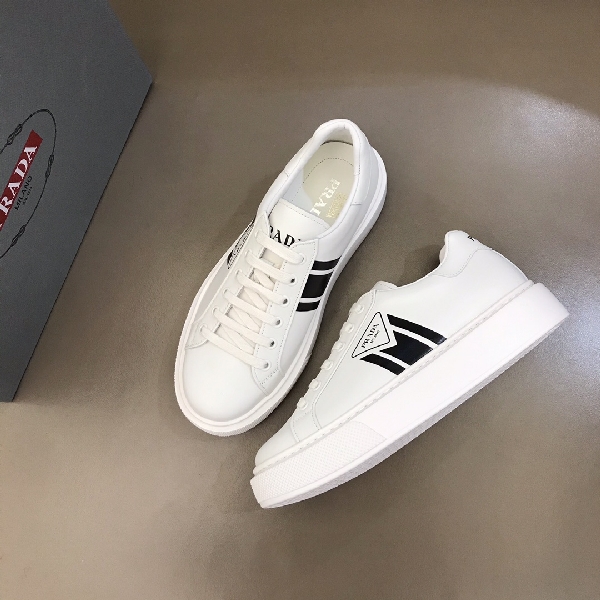 Replica Prada Sneaker Macro in White with Black Logo