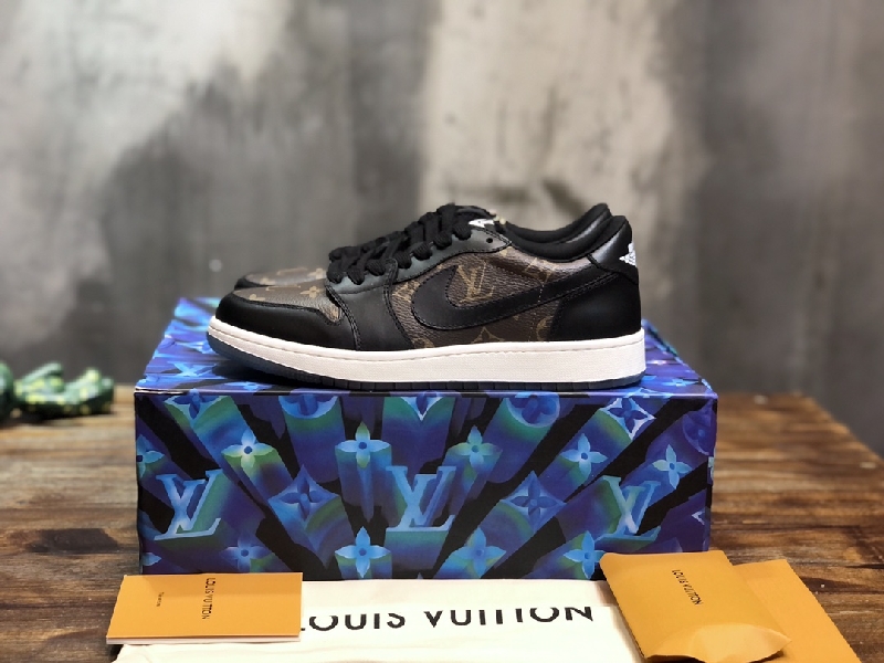 Replica LV x AJ1 Lace-up Sneakers in black