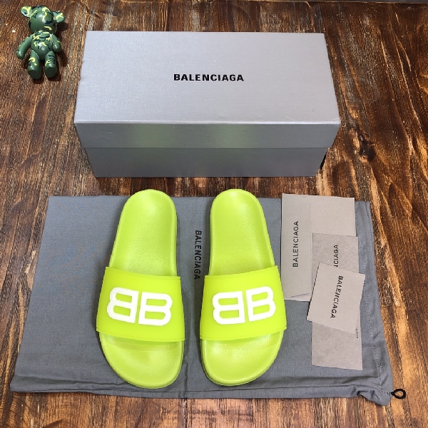 Replica Balenciaga Slide in Green with White Logo