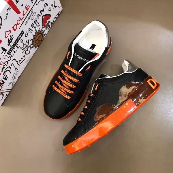 Replica DG Sneaker Portofino in Black and Orange sole