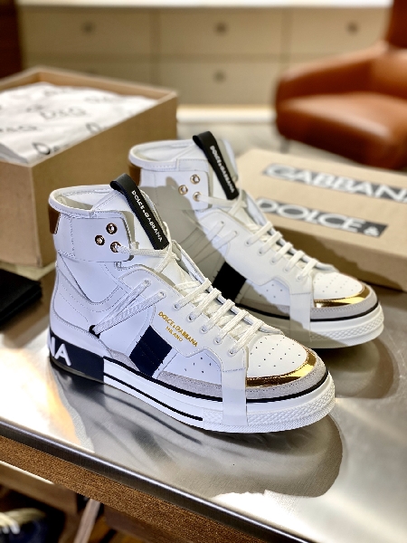 Replica DG Sneaker Calfskin 2.Zero custom High in White