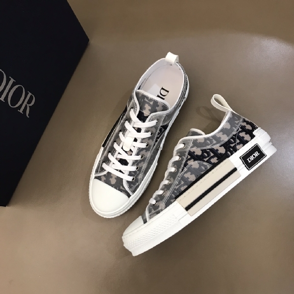 Replica Dior Sneaker B23 in White with Black Logo low