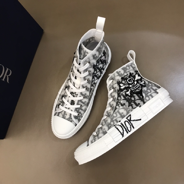 Replica Dior Sneaker B23 in White with Black Logo high