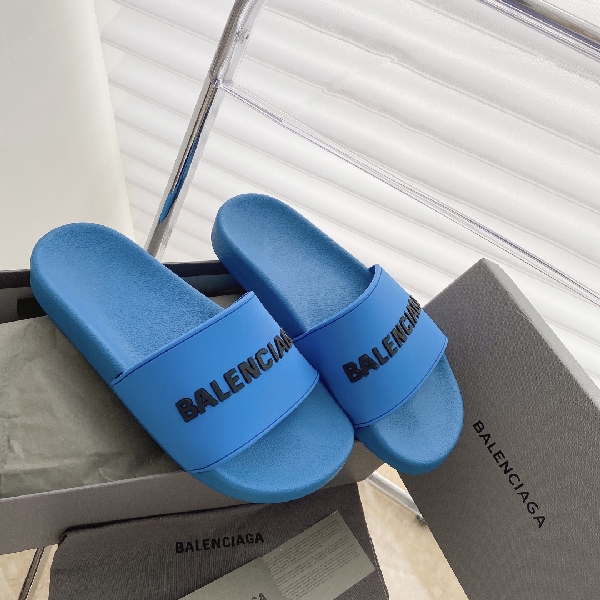 Replica Balenciaga Pool Slide Blue with black