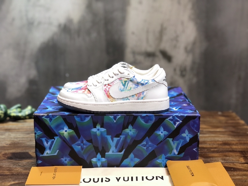 Replica LV x AJ1 Lace-up Sneakers In White