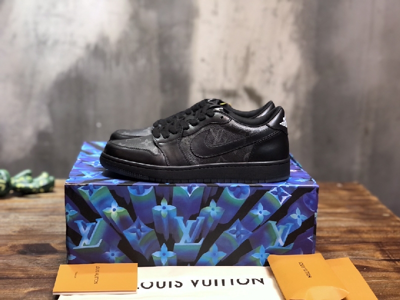 Replica LV x AJ1 Lace-up Sneakers in black