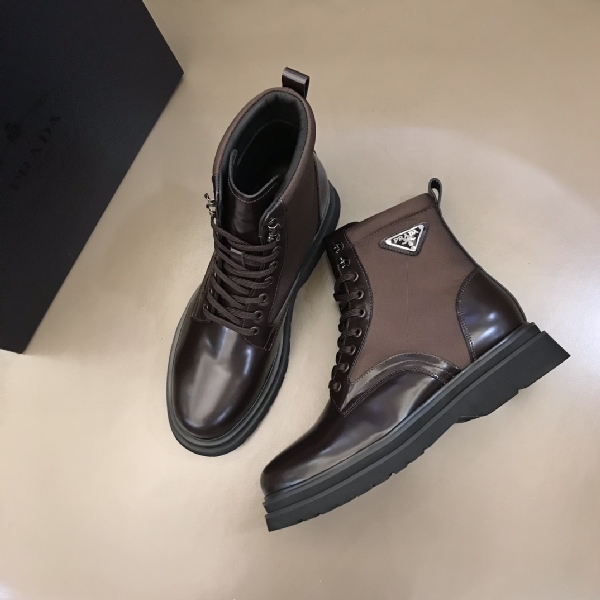 Replica Prada Boot Brushed rois leather and nylon