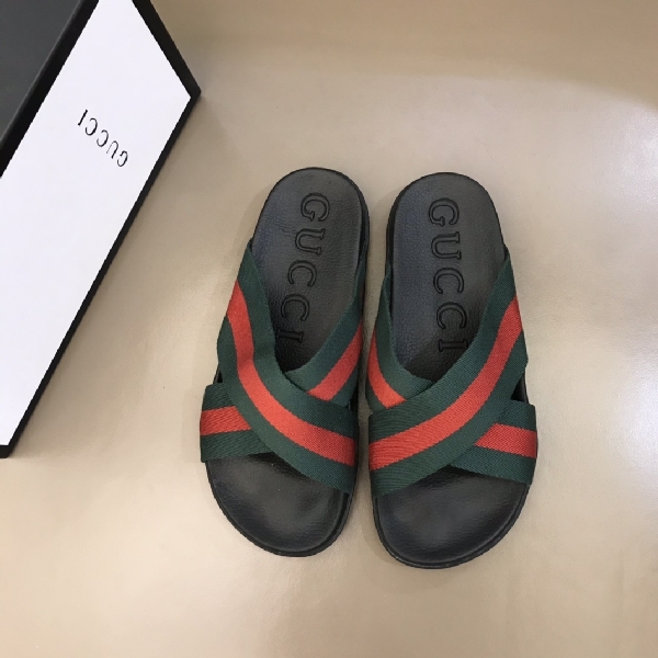 Replica Gucci Slipper in Black with Green and Red