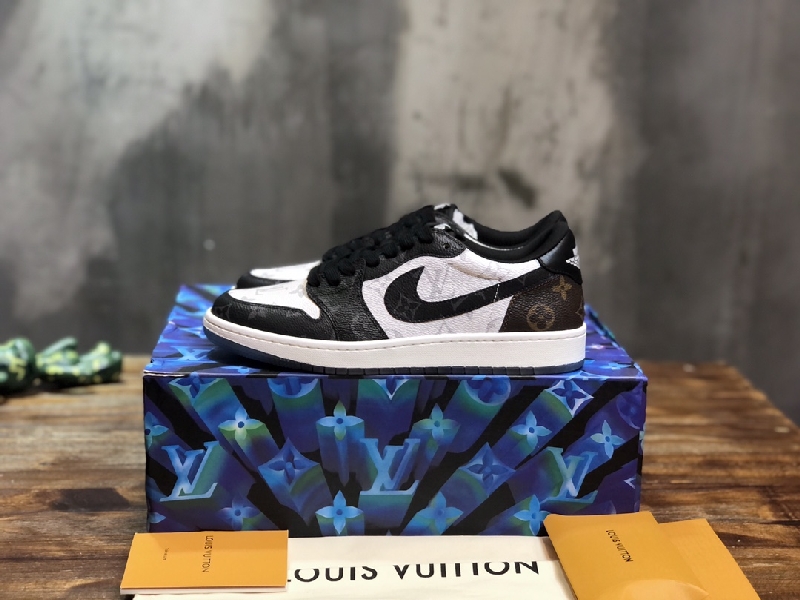 Replica LV x AJ1 Lace-up Sneakers in black