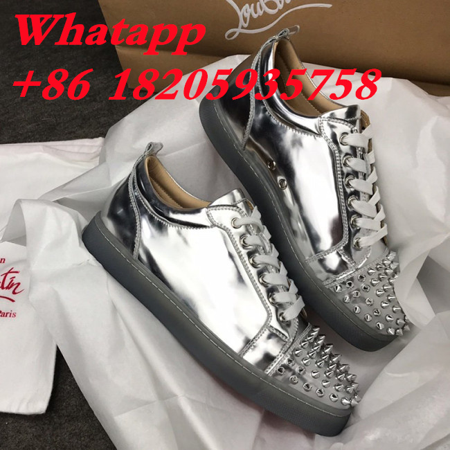 Christian Louboutin Mens Shoes Luxury Brand Red Bottom Design Louis Junior Spikes Flat with Original Box CL sneakers Whatapp