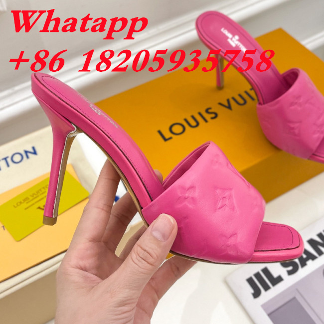 Louis Vuitton Womens Shoes Sandals Slippers Luxury Brand REVIVAL MULE 1A9PKD Monogram-embossed lambskin with Original Box 9.5cm Heel Whatapp