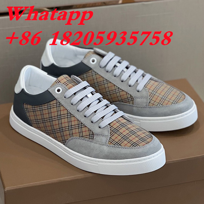 Burberry Mens Shoes Sneakers Fashion Type Luxury Brand Vintage Check Cotton Sneaker with Original Box Whatapp