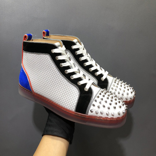 Christian Louboutin Mens Shoes Luxury Brand Red Bottom Design Louis Junior Spikes Flat with Original Box CL sneakers Whatapp