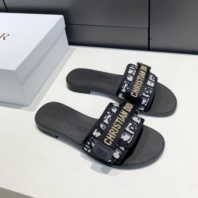 Dior Womens Shoes Sandals Slippers Slide Luxury Brand DIO(R)EVOLUTION SLIDE Shiny Technical Fabric with Dior Oblique Print with Original Box Whatapp