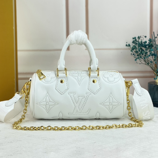 Louis Vuitton Womens Bags Shoulder Messenger Bags Luxury Brand PAPILLON BB M59827 Snow White Quilted and embroidered smooth calf leather Whatapp