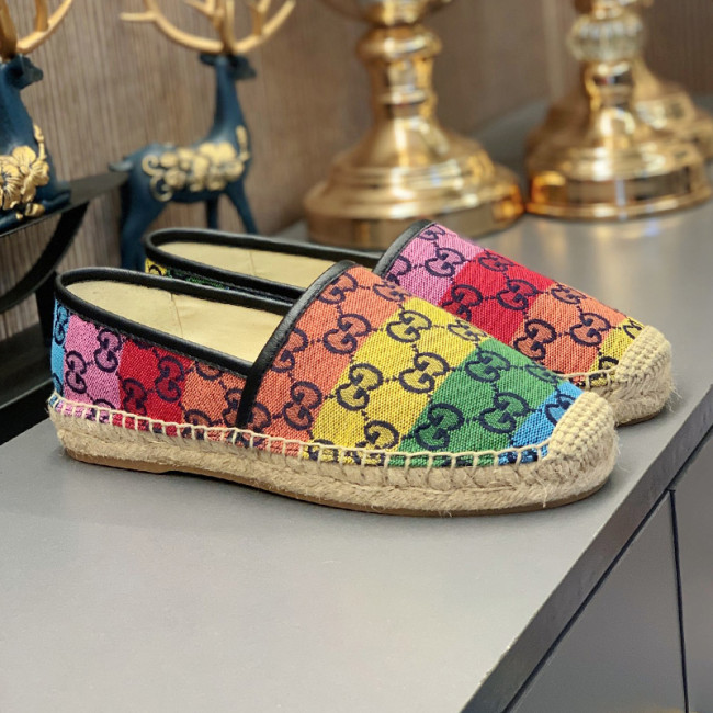 Gucci Womens Shoes Fashion Type Luxury Brand Leather GG Multicolor espadrille Casual Shoes for Women with Original Box 663674 2U010 4680 Whatapp