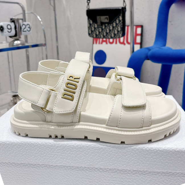 Dior Women Shoes Sandals Luxury Brand DIORACT SANDAL White Lambskin with Original Box KCQ547LAB_S03W Whatapp