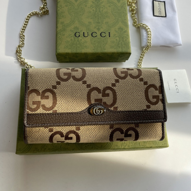 Gucci Womens Mens Bags Wallets Luxury Brand Gucci Beige / Ebony GG Supreme Canvas Ophidia Chain Wallet with Original Box 546592 96IWS 8745 Whatapp