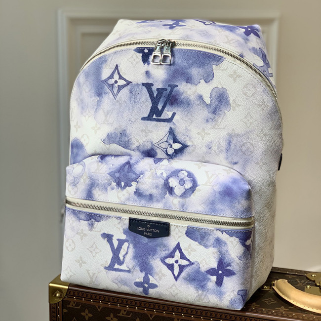 Louis Vuitton Mens Bags Backpacks Luxury Brand Fashion Type DISCOVERY BACKPACK Monogram Watercolor Blue coated canvas with Original Box M45760 Whatapp