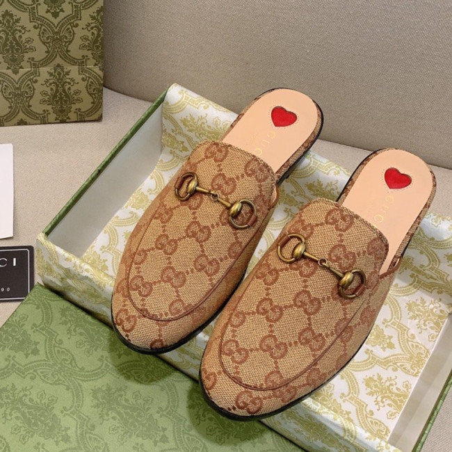 Gucci Womens Shoes Slippers Slides Casual Design Luxury Brand Leather Princetown leather slipper with Original Box Whatapp