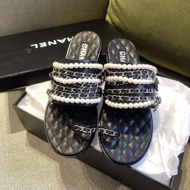 Chanel Womens Shoes Leather Pearls Mules Whatapp