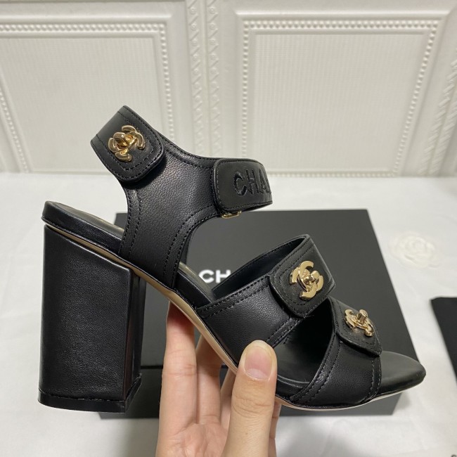 Chanel Womens Shoes Sandals Lambskin Black G37387 X01000 94305 Whatapp