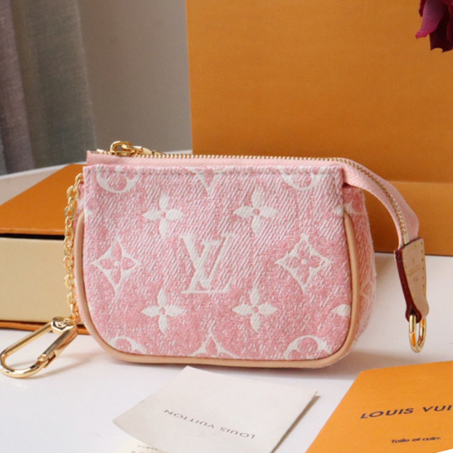 Louis Vuitton Womens Bags Coin Bag Luxury Brand MICRO POCHETTE ACCESSOIRES M81176 with Original Box Pink Monogram jacquard denim Whatapp