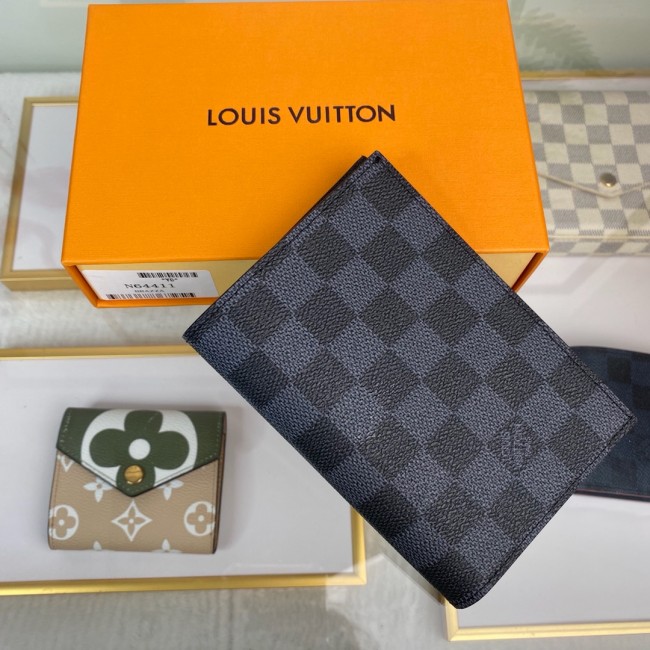 Louis Vuitton Mens Wallets Purse Luxury Brand Designer PASSPORT COVER Damier Graphite Canvas N64411 with Original Box Whatapp