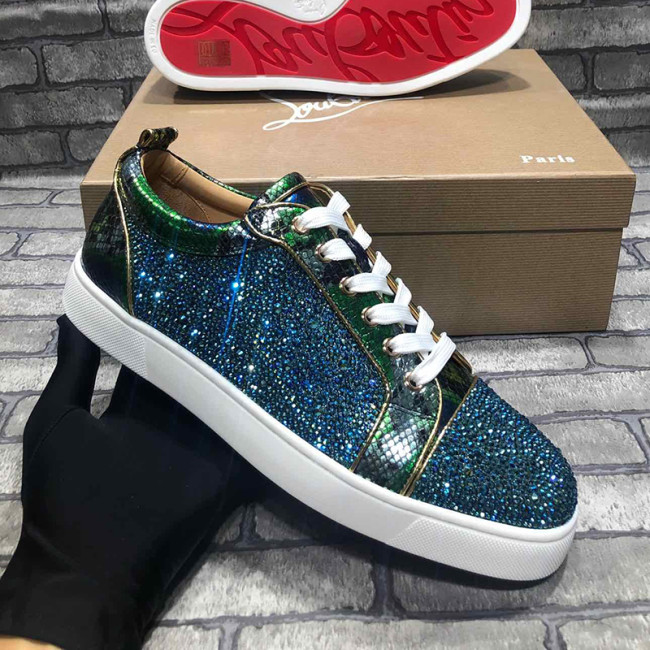 Christian Louboutin Mens Shoes Luxury Brand Red Bottom Design Louis Junior Spikes Flat with Original Box CL sneakers Whatapp