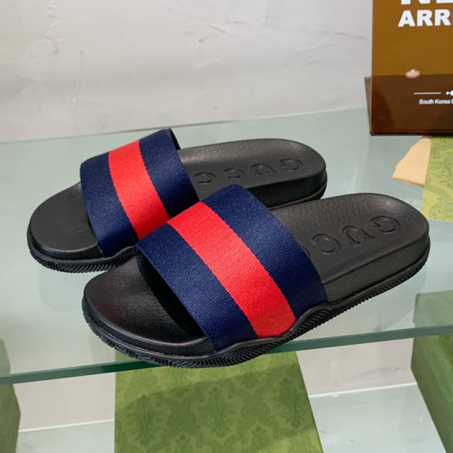 Gucci Mens Shoes Flat Sandals Slippers Luxury Brand Men's Web rubber slide sandal with Original Box 429469 GIB10 9079 Whatapp