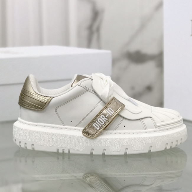 Dior Womens Shoes Sneakers Luxury Brand DIOR-ID SNEAKER White Calfskin and Gold-Tone Laminate with Original Box KCK278LCR_S09W Whatapp