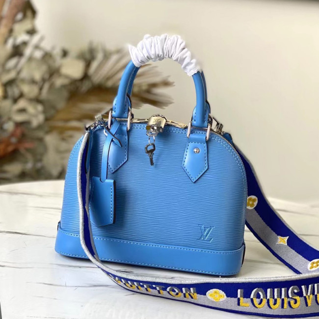 Louis Vuitton Womens Bags Handbags Luxury Brand Fashion ALMA BB Bleuet Blue Epi grained cowhide leather Shoulder Bags for Women M57426 Whatapp