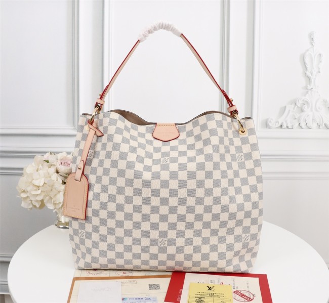 Louis Vuitton Womens Bags Handbags Luxury Brand Fashion Design GRACEFUL MM Beige Damier Azur Canvas without Original Box Whatapp